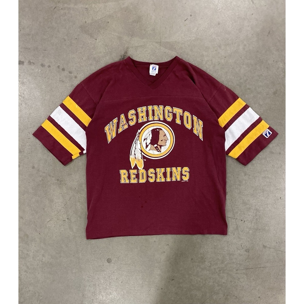 Vintage Logo‎ 7 T-Shirt Mens XL Single Stitch USA NFL Washington Redskins Maroon